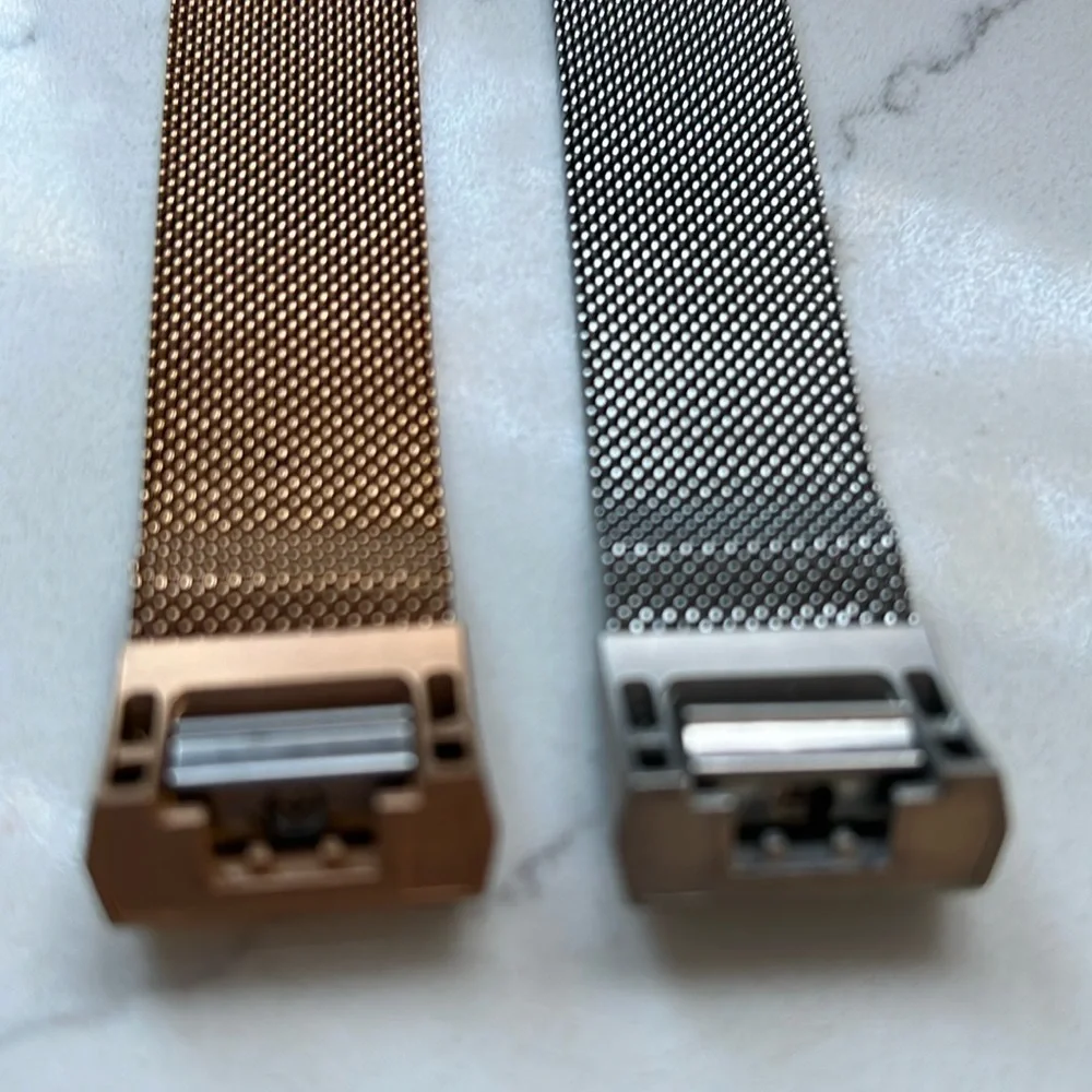 Set of 2 Silver and Goldtone Mesh Adjustable bracelets for smartwatches
